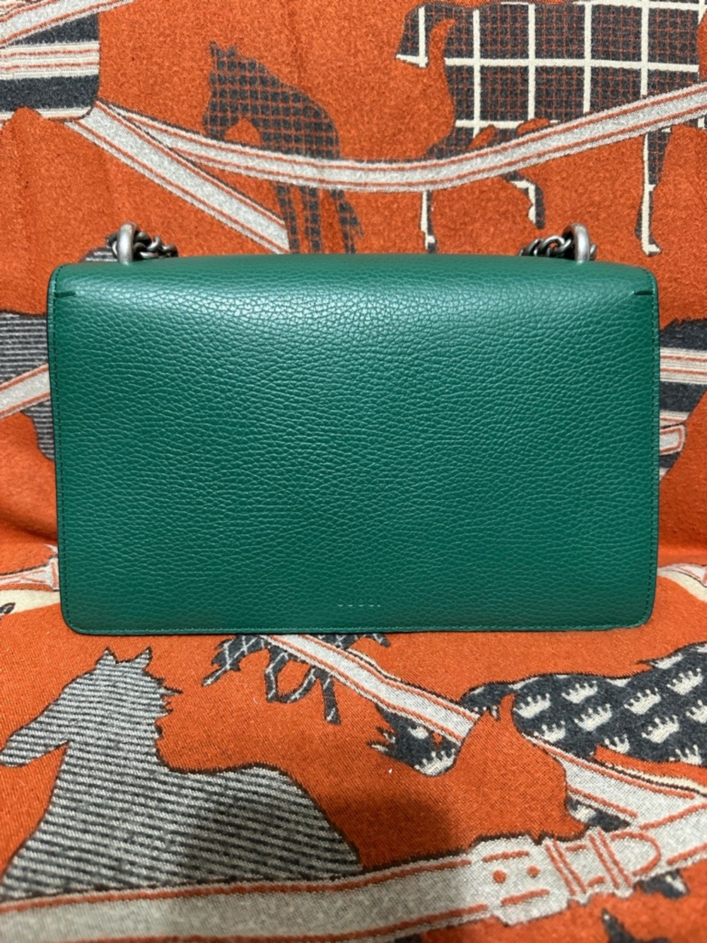 GUCCI ❤️🌟GREEN DIONYSUS W/ EMERALD STONES JEWELED TIGER HEAD FLAP BAG ⭐️ - Picture 5 of 15